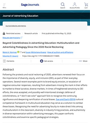 Journal of Advertising Education - Sage Journal cover